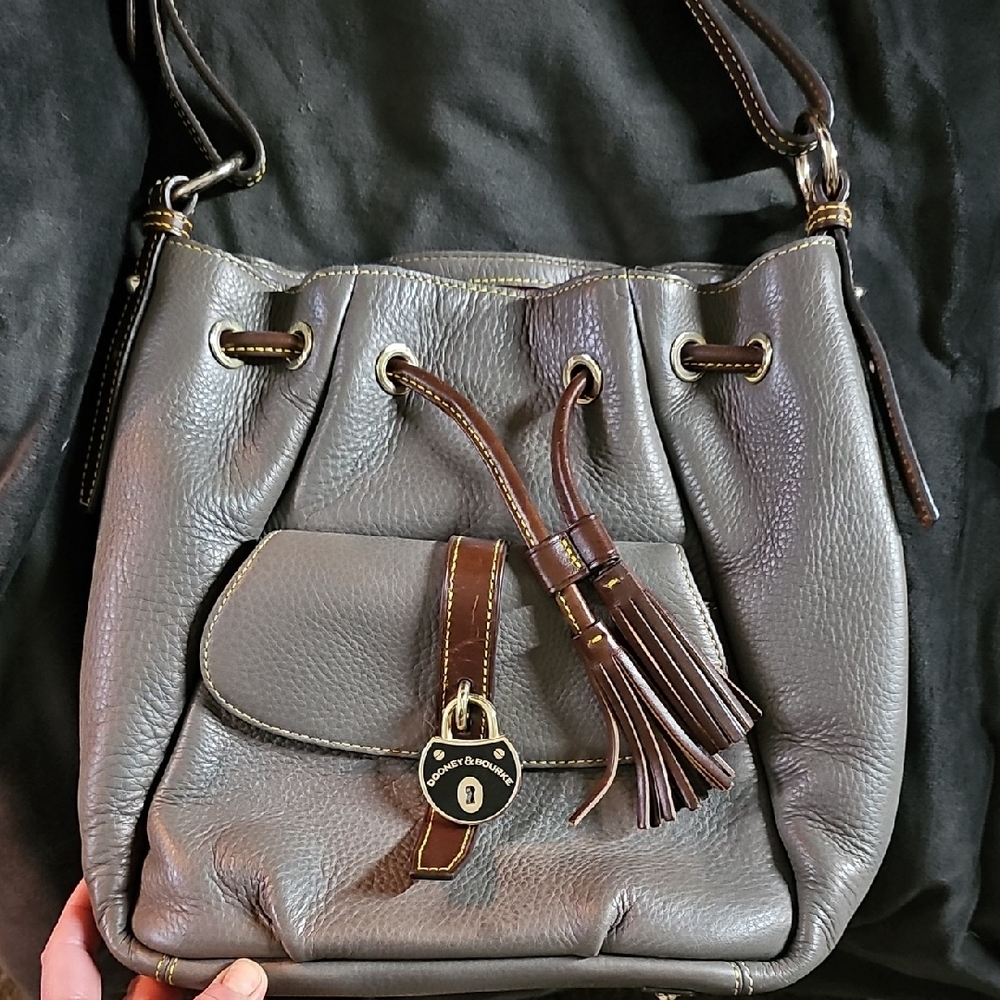 Dooney & Bourke Gray and Brown Leather Shoulder Bag